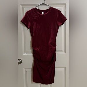 Missufe Women's Short Sleeve Ruched Casual Sundress Midi Bodycon T Shirt Dress